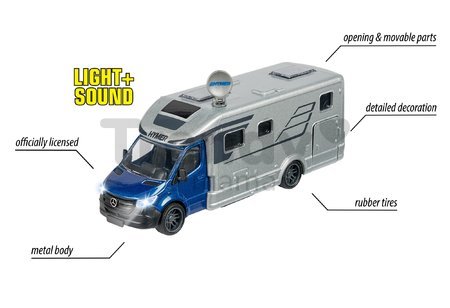 Autíčko karavan Hymer B-Class Majorette so zvukom a svetlom dĺžka 19 cm