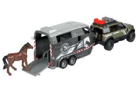 Auto terénne s prívesom pre koňa Land Rover Horse Carrier Majorette 25 cm dĺžka so zvukom a svetlom