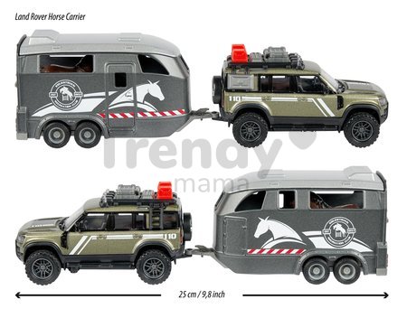 Auto terénne s prívesom pre koňa Land Rover Horse Carrier Majorette 25 cm dĺžka so zvukom a svetlom