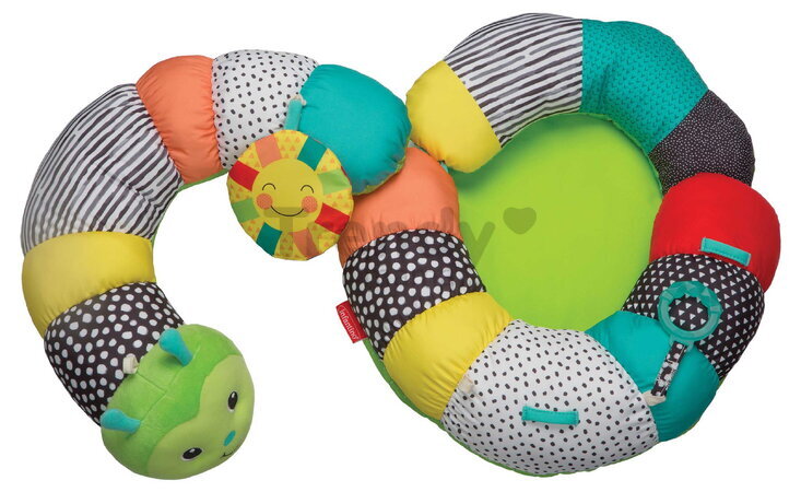 Vankúšik pre hru na brušku Húsenica Prop-A-Pillar Tummy Time & Seated Support Infantino s opierkou a odnímateľnými hračkami s hryzátkom od 0 mes