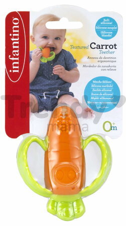 Silikónové hryzátko Mrkva Textured Carrot Teether Infantino oranžové od 0 mes