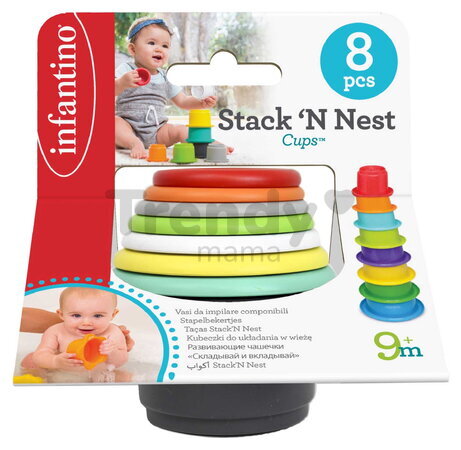 Skladacia veža Stack'N Nest Cups Infantino 8 dielna od 9 mes INF216270-01