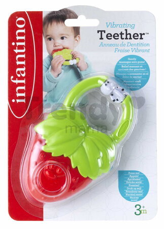 Hryzátko Jahoda Vibrating Teether Strawberry Infantino vibrujúce s lienkou od 3 mes