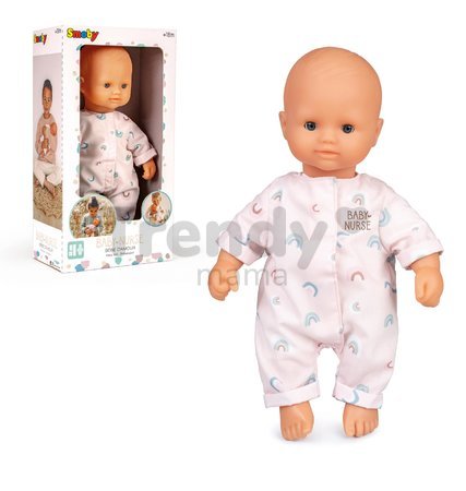 Bábika Natur Baby D'Amour Baby Nurse Smoby mäkké telíčko v pastelových dupačkách 32 cm od 18 mes