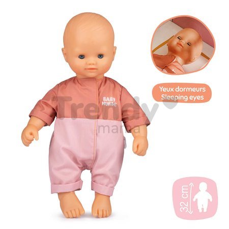 Bábika v dupačkách Doll Baby Nurse Smoby s mäkkým telíčkom a ospalými očkami 32 cm od 18 mes