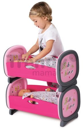 Poschodová posteľ pre dve bábiky Baby Nurse Smoby Zlatá edícia od 24 mes