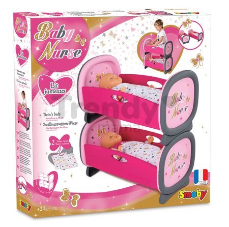 Poschodová posteľ pre dve bábiky Baby Nurse Smoby Zlatá edícia od 24 mes