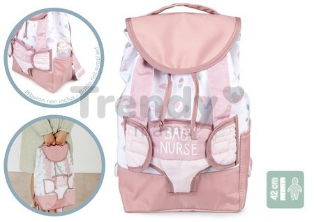 Klokanka s batohom Backpack Natur D'Amour Baby Nurse Smoby pre 42 cm bábiku nastaviteľné ramienka a vrecko pre fľašku
