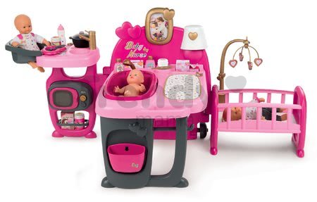 Domček pre bábiku Baby Nurse Doll's Play Center Smoby trojkrídlový s 23 doplnkami pre bábiku