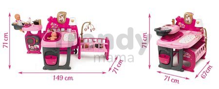 Domček pre bábiku Baby Nurse Doll's Play Center Smoby trojkrídlový s 23 doplnkami pre bábiku