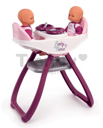 Jedálenská stolička a hojdačka Violette Baby Nurse Smoby pre dvojičky bábiky so 4 doplnkami od 24 mes