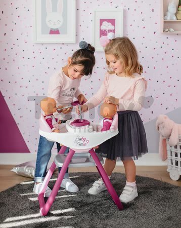 Jedálenská stolička a hojdačka Violette Baby Nurse Smoby pre dvojičky bábiky so 4 doplnkami od 24 mes