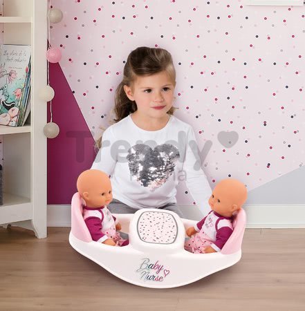 Jedálenská stolička a hojdačka Violette Baby Nurse Smoby pre dvojičky bábiky so 4 doplnkami od 24 mes