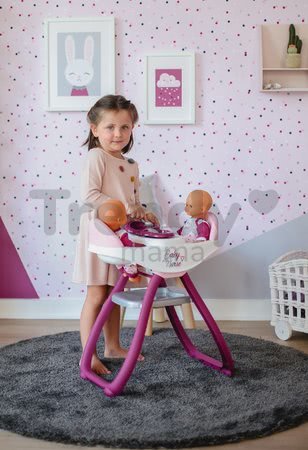 Jedálenská stolička a hojdačka Violette Baby Nurse Smoby pre dvojičky bábiky so 4 doplnkami od 24 mes