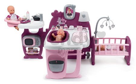 Domček pre bábiku Violette Baby Nurse Large Doll's Play Center Smoby trojkrídlový s 23 doplnkami (kuchynka, kúpelňa, spálňa)