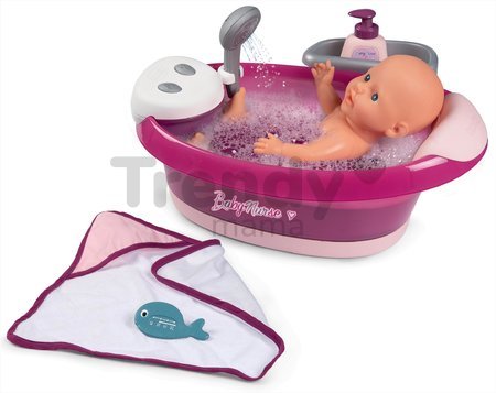 Vanička s tečúcou vodou elektronická Violette Baby Nurse Smoby s jacuzzi kúpelom a Led osvetlením pre 42 cm bábiku