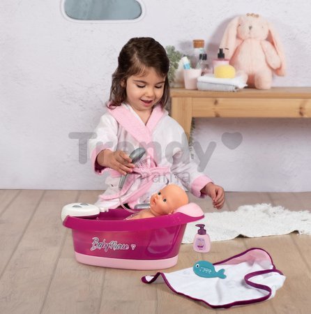 Vanička s tečúcou vodou elektronická Violette Baby Nurse Smoby s jacuzzi kúpelom a Led osvetlením pre 42 cm bábiku