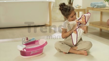Vanička s tečúcou vodou elektronická Violette Baby Nurse Smoby s jacuzzi kúpelom a Led osvetlením pre 42 cm bábiku