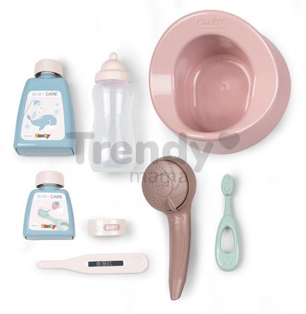 Vanička s nočníkom Bath Set Natur D'Amour Baby Nurse Smoby s kozmetikou a 8 doplnkov pre 42 cm bábiku