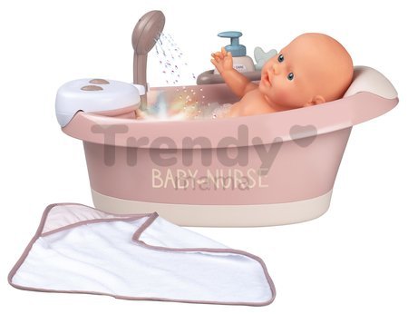 Vanička s tečúcou vodou v sprche Balneo Bath Natur D'Amour Baby Nurse Smoby s jacuzzi kúpeľom so svetlom a bublaním elektronické