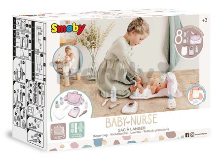 Prebaľovacia taška s plienkou Changing Bag Natur D'Amour Baby Nurse Smoby s 8 doplnkami pre 42 cm bábiku