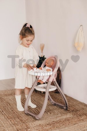 Jedálenská stolička Highchair Natur D'Amour Baby Nurse Smoby s 2 doplnkami pre 42 cm bábiku od 18 mes