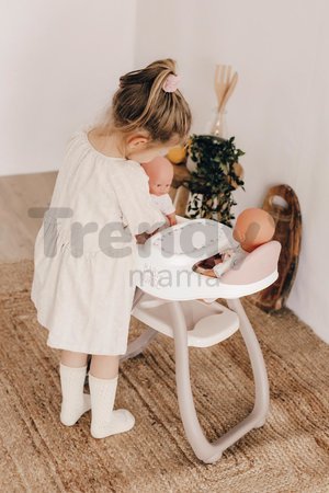 Jedálenská stolička pre dvojičky Twin Highchair 2in1 Natur D'Amour Baby Nurse Smoby pre 42 cm bábiky so 4 doplnkami od 24 mes