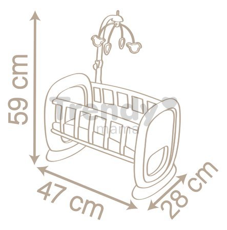 Kolíska s kolotočom Baby´s Cot Natur D'Amour Baby Nurse Smoby pre 42 cm bábiku od 18 mes