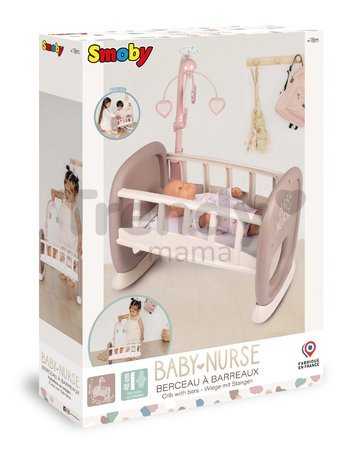 Kolíska s kolotočom Baby´s Cot Natur D'Amour Baby Nurse Smoby pre 42 cm bábiku od 18 mes