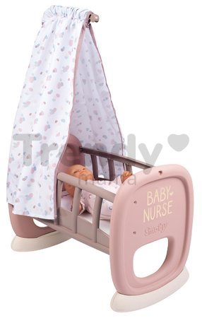 Kolíska s textilným baldachýnom Cradle Natur D'Amour Baby Nurse Smoby pre 42 cm bábiku od 18 mes