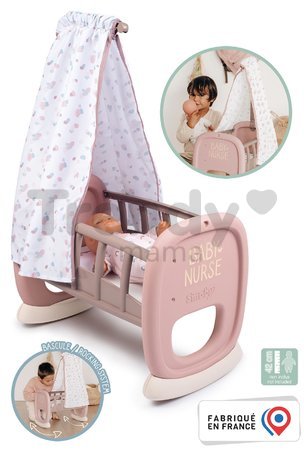 Kolíska s textilným baldachýnom Cradle Natur D'Amour Baby Nurse Smoby pre 42 cm bábiku od 18 mes