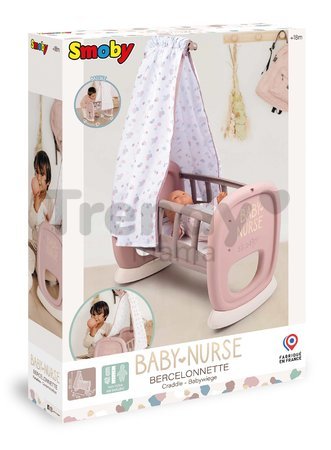 Kolíska s textilným baldachýnom Cradle Natur D'Amour Baby Nurse Smoby pre 42 cm bábiku od 18 mes