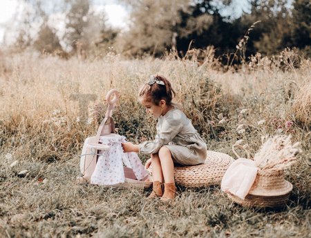 Prebaľovací kufrík na kolieskach Suitcase 3in1 Natur D'Amour Baby Nurse Smoby s postieľkou a jedálenskou stoličkou 6 doplnkov od 18 mes