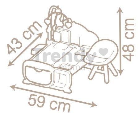Domček pre bábiku Cocoon Nursery Natur D'Amour Baby Nurse Smoby denná a nočná zóna s elektronickými funkciami 20 doplnkov