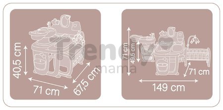 Domček pre bábiku Large Doll's Play Center Natur D'Amour Baby Nurse Smoby trojkrídlový s 23 doplnkami (kuchynka, kúpelňa, spálňa)