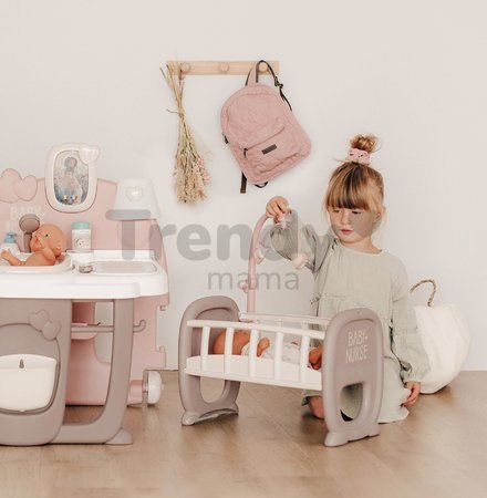 Domček pre bábiku Large Doll's Play Center Natur D'Amour Baby Nurse Smoby trojkrídlový s 23 doplnkami (kuchynka, kúpelňa, spálňa)