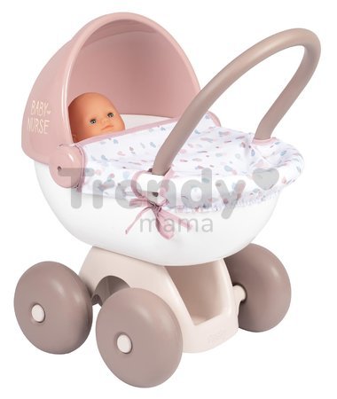 Hlboký kočík s textilom Natur D'Amour Baby Nurse Smoby pre 42 cm bábiku s 55 cm vysokou ergonomickou rúčkou od 18 mes