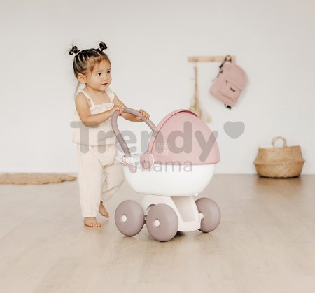 Hlboký kočík s textilom Natur D'Amour Baby Nurse Smoby pre 42 cm bábiku s 55 cm vysokou ergonomickou rúčkou od 18 mes