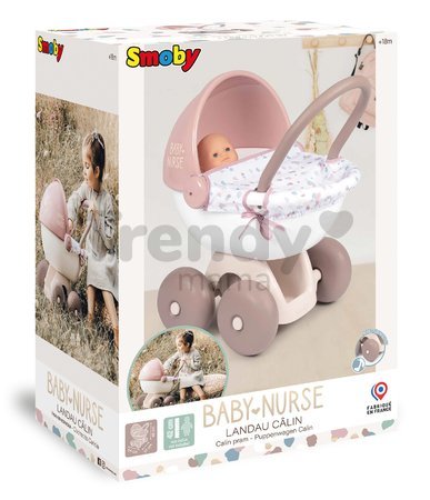 Hlboký kočík s textilom Natur D'Amour Baby Nurse Smoby pre 42 cm bábiku s 55 cm vysokou ergonomickou rúčkou od 18 mes