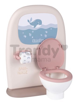 Záchod a kúpeľňa pre bábiky Toilets 2in1 Baby Nurse Smoby obojstranný s WC papierom a 3 doplnky k umývadlu