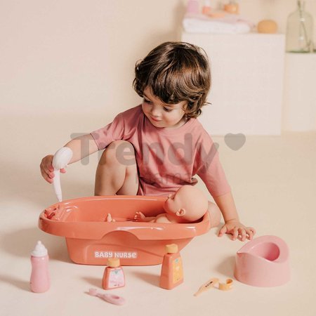 Vanička s nočníkom Bath Set & Accessories Soft Baby Nurse Smoby s 8 doplnkami pre 42 cm bábiku