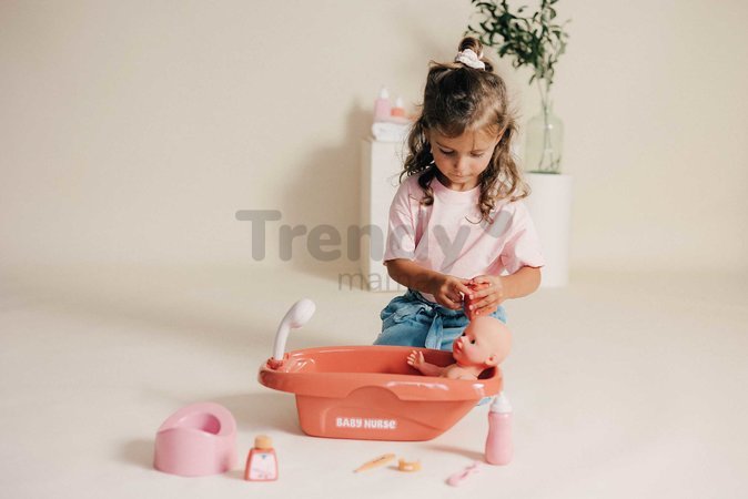 Vanička s nočníkom Bath Set & Accessories Soft Baby Nurse Smoby s 8 doplnkami pre 42 cm bábiku