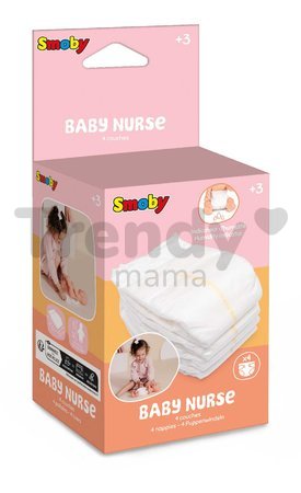 Plienky pampersky 4 kusy Nappies Baby Nurse Smoby pre 50 cm bábiku