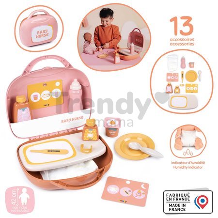 Kufrík s prebaľovacími potrebami Vanity Soft Baby Nurse Smoby pre bábiku s 12 doplnkami