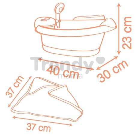 Vanička s funkčnou sprchou Balneo Bath Soft Baby Nurse Smoby s jacuzzi kúpeľom s LED svetlom a bublaním elektronická