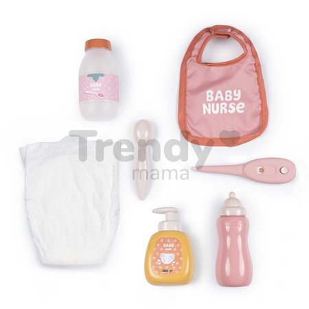 Prebaľovacia taška s plienkou Changing Bag Soft Baby Nurse Smoby s fľaškou a 8 doplnkami pre 42 cm bábiku