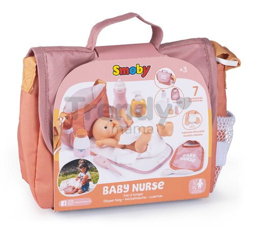 Prebaľovacia taška s plienkou Changing Bag Soft Baby Nurse Smoby s fľaškou a 8 doplnkami pre 42 cm bábiku