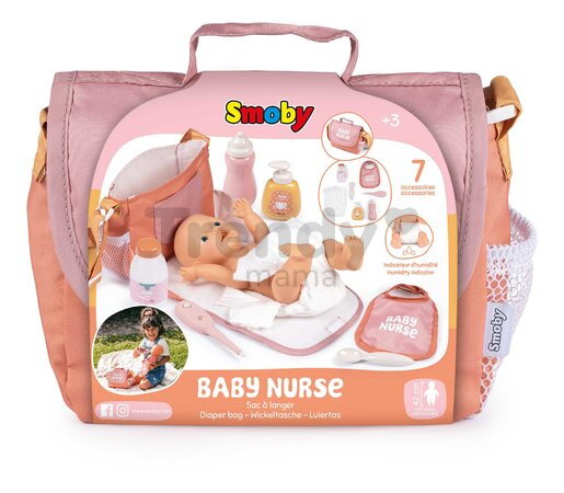 Prebaľovacia taška s plienkou Changing Bag Soft Baby Nurse Smoby s fľaškou a 8 doplnkami pre 42 cm bábiku