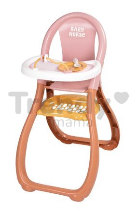 Jedálenská stolička s farebnými krúžkami Highchair Soft Baby Nurse Smoby s lyžičkou a tanierikom pre 42 cm bábiku od 18 mes