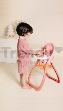 Jedálenská stolička s farebnými krúžkami Highchair Soft Baby Nurse Smoby s lyžičkou a tanierikom pre 42 cm bábiku od 18 mes